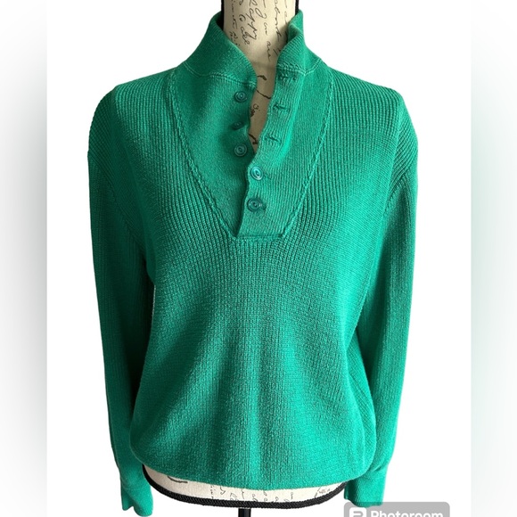 L.L. Bean Sweaters - Vintage L.L. Bean Henley Medium Knit Cotton Fisherman Red Sweater Women's Size M